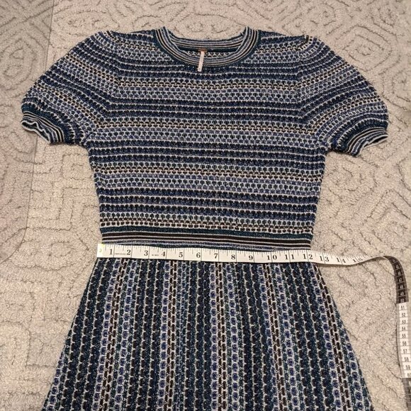 Free PEOPLE Free People Into You Mini Sweater Dress Green Blue Knit Medium @i - Picture 4 of 11